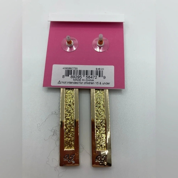 BETSEY JOHNSON Ruler Yardstick Glitter Earrings Teacher Back to School NEW NWT - Picture 4 of 4